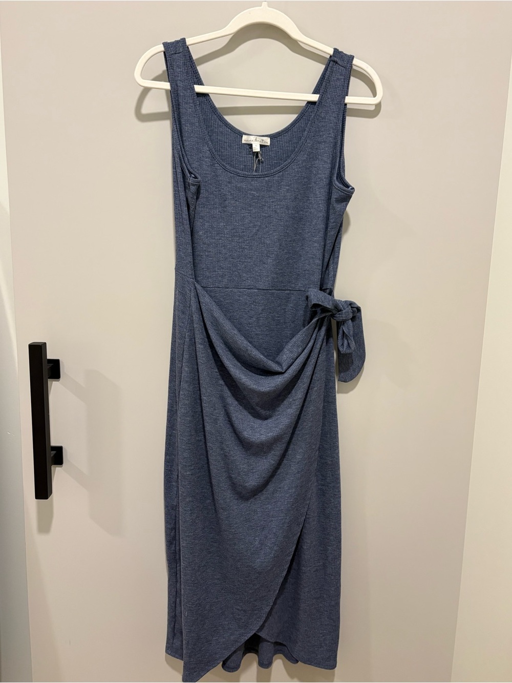 nine britton Slate Blue Sleeveless Tie-Side Midi Dress